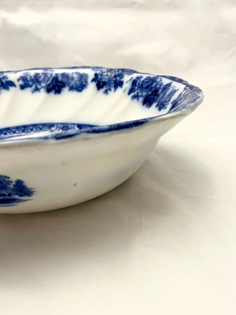 Royal Doulton Burslem Blue Flow Porcelain Bowl, Madras Pattern, Antique EUC